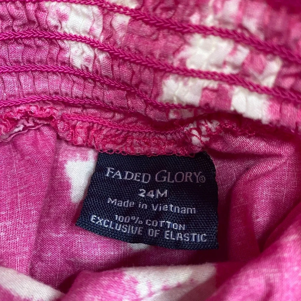 Faded Glory Sundress Girls 24M Pink Tie Dye Smocked Ruffle‎ Kidcore Fairycore